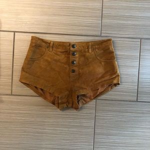 Free People Suede Button Fly Shorts
